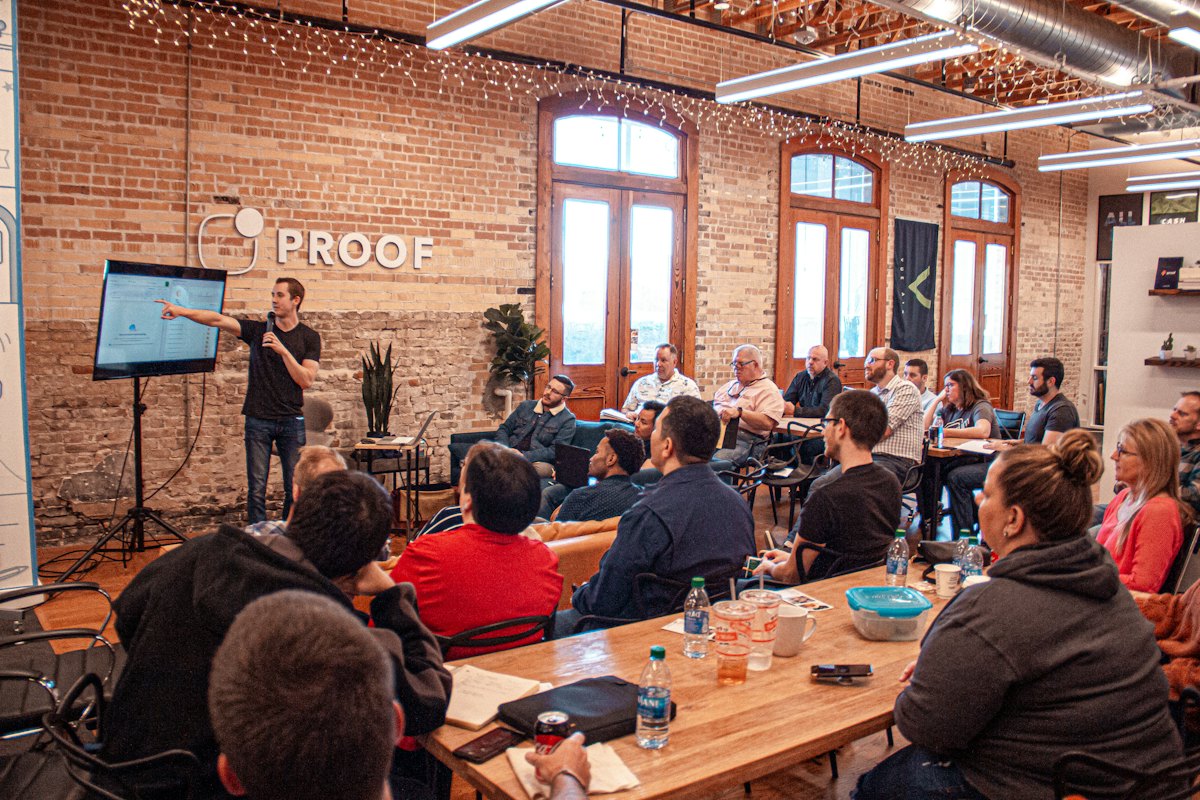 Business event with a speaker