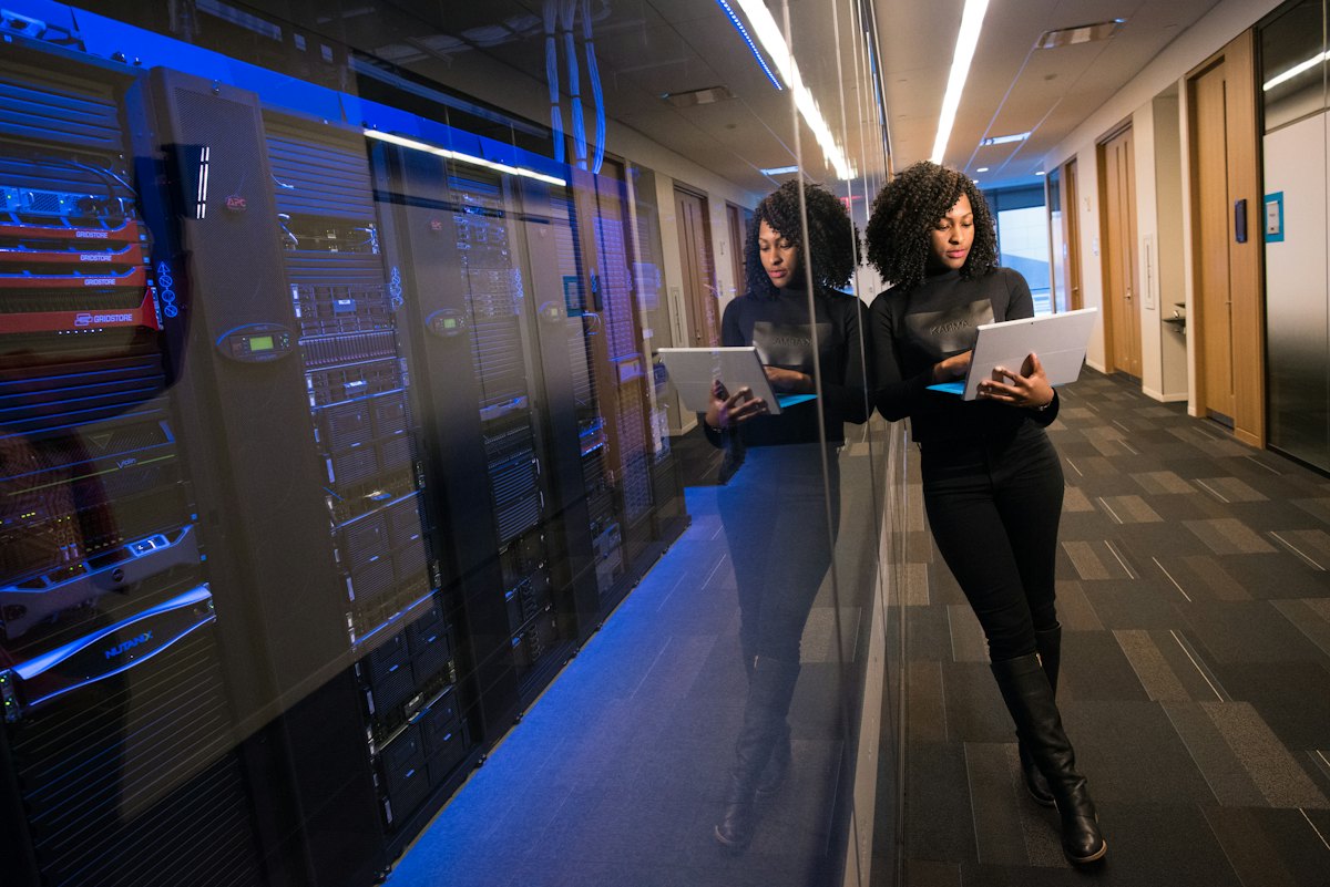 Engineers in a data centre