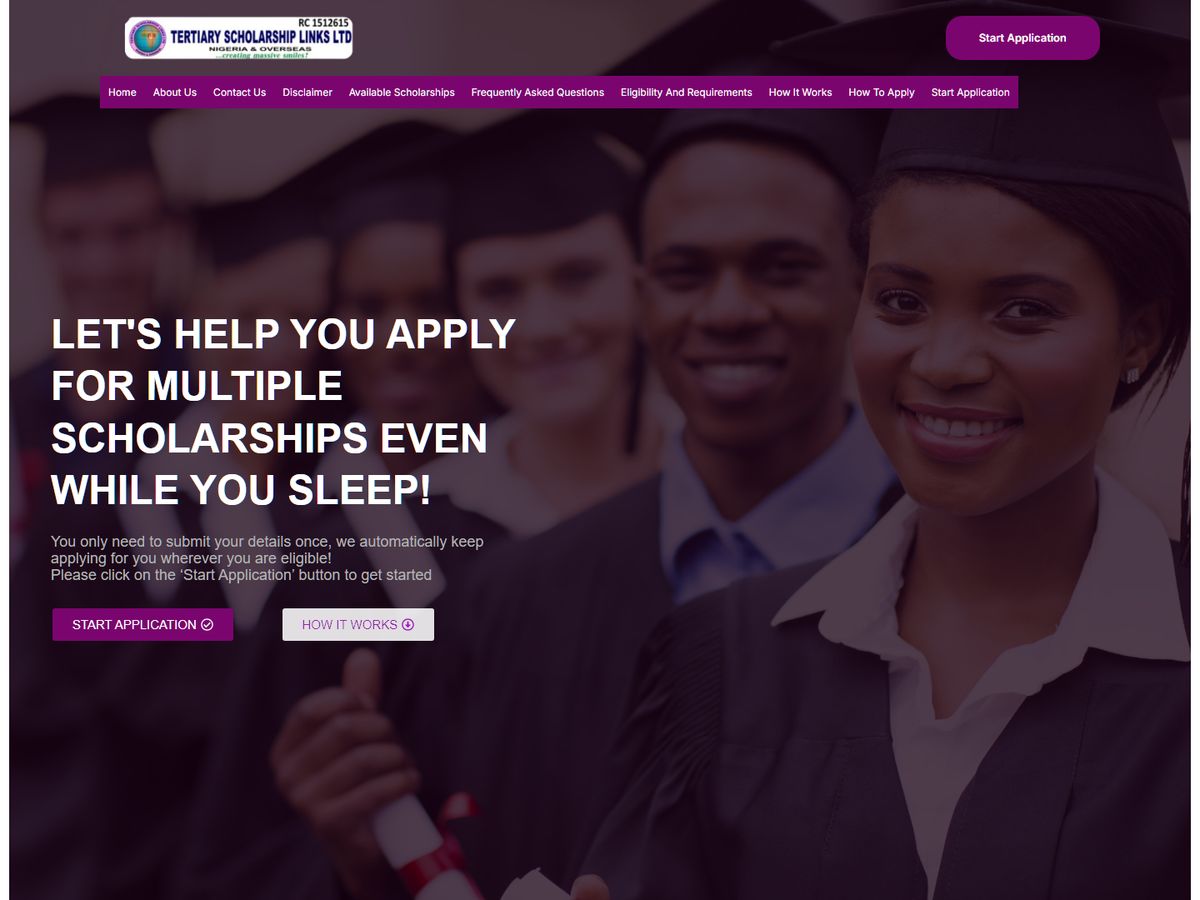 Tertiary Scholarship Links website homepage